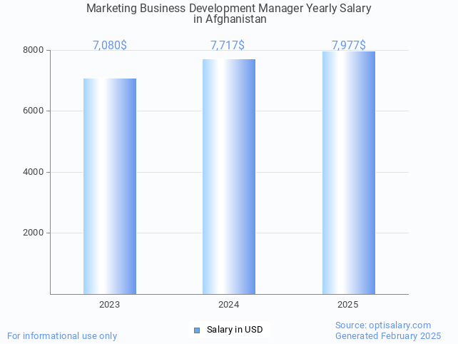 marketing business development manager salary in afghanistan 2025